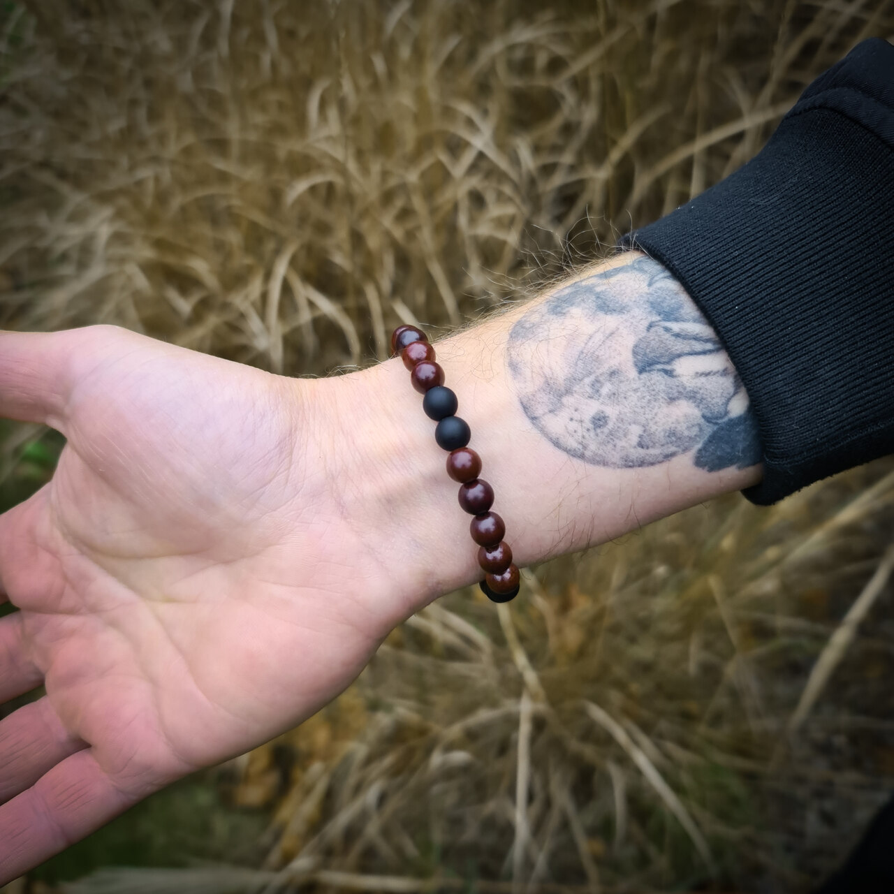 Bransoletka męska wawrzyn i black stone - obrazek 4