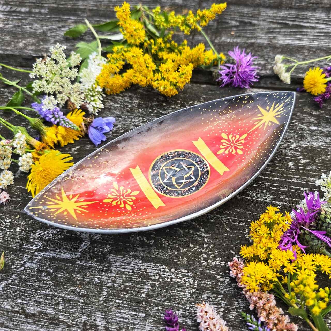 Emaliowana podstawka pod kadzidełka z aluminium - obrazek 3